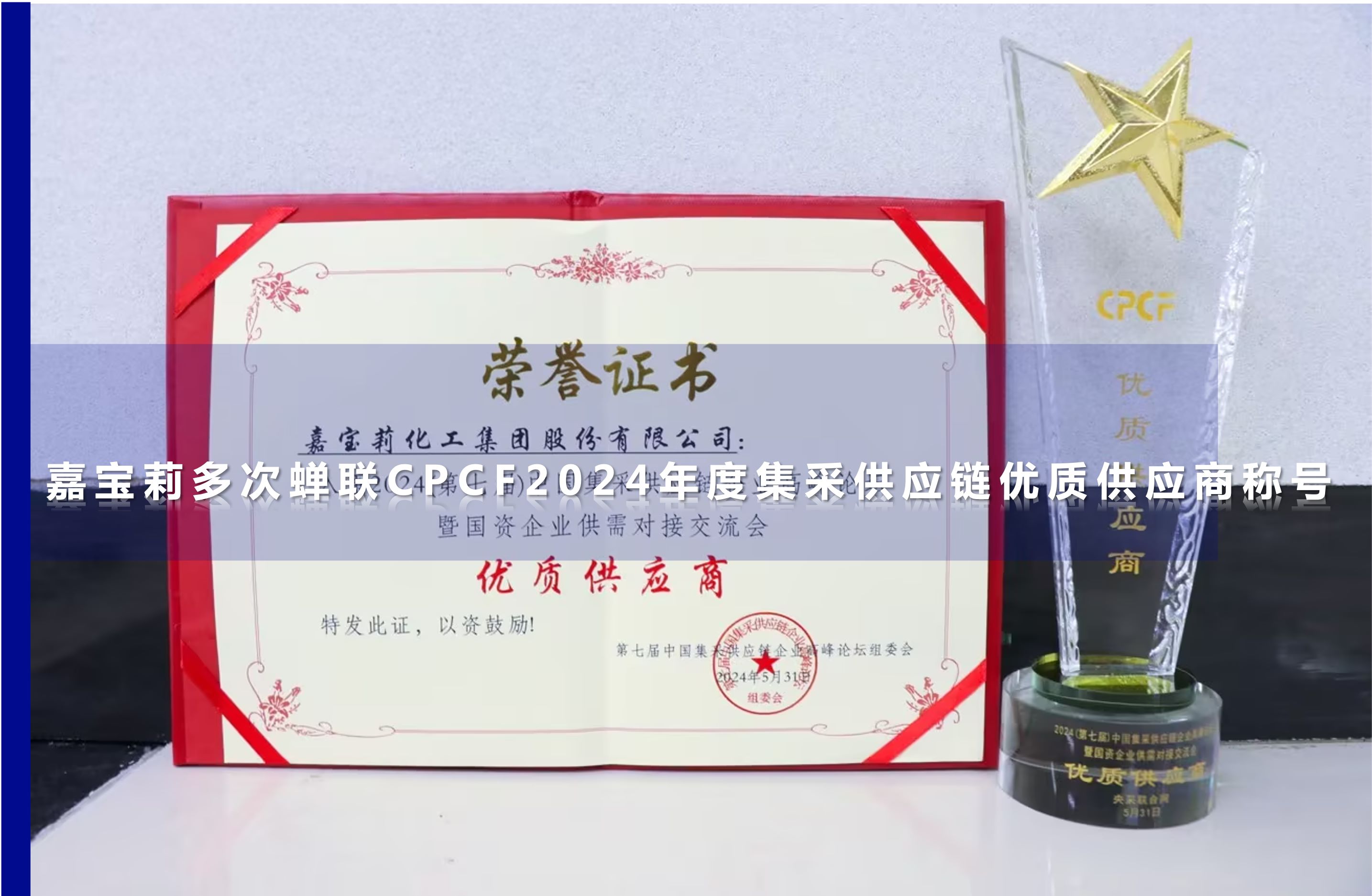 喜讯！嘉宝莉再获行业认可，优秀供应商称号+1！